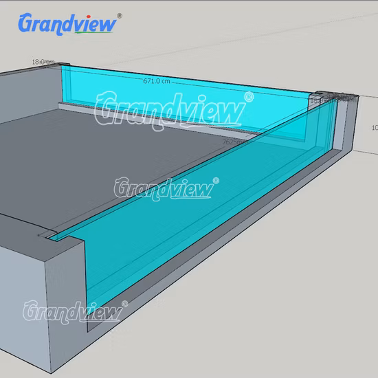 Piscina fuori terra in vetro acrilico trasparente in plexiglass da 50 mm, 80 mm, 90 mm
